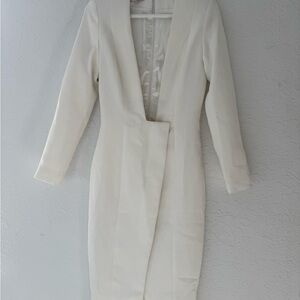 House of CB Cream Long Sleeve Dress
